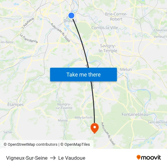 Vigneux-Sur-Seine to Le Vaudoue map