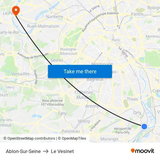 Ablon-Sur-Seine to Le Vesinet map