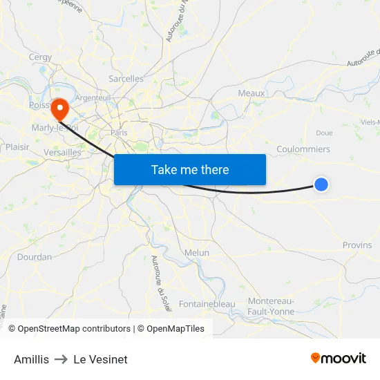 Amillis to Le Vesinet map