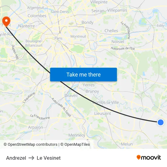 Andrezel to Le Vesinet map