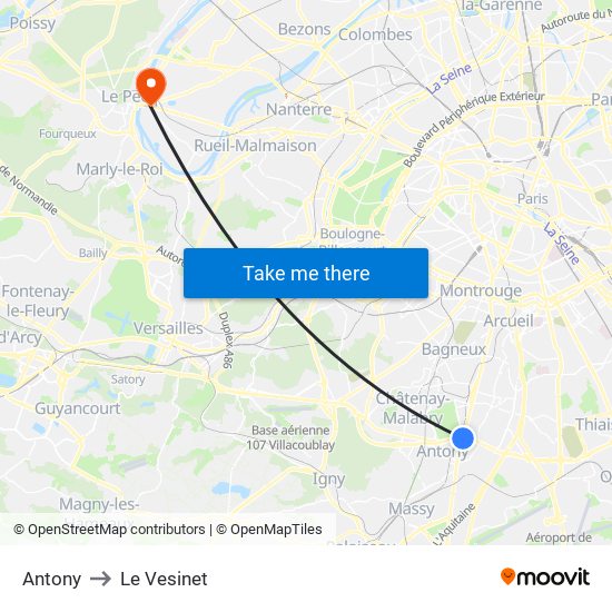 Antony to Le Vesinet map