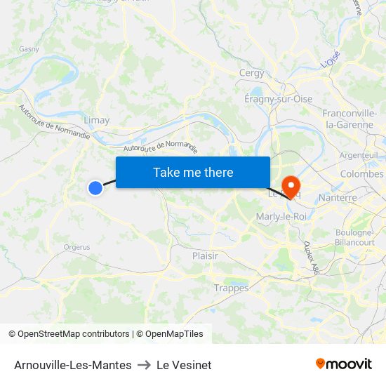 Arnouville-Les-Mantes to Le Vesinet map