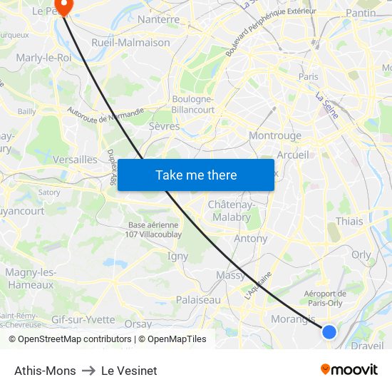 Athis-Mons to Le Vesinet map