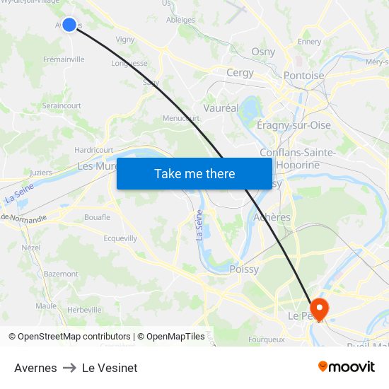 Avernes to Le Vesinet map