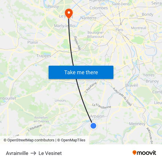 Avrainville to Le Vesinet map