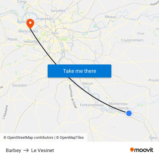 Barbey to Le Vesinet map