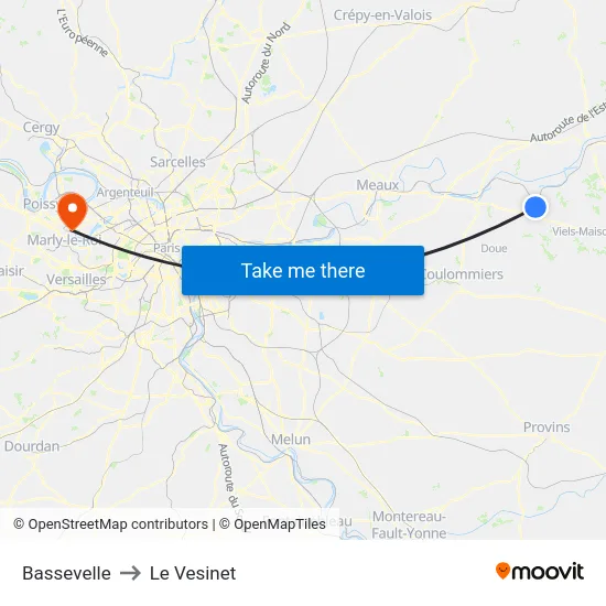 Bassevelle to Le Vesinet map