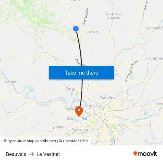 Beauvais to Le Vesinet map