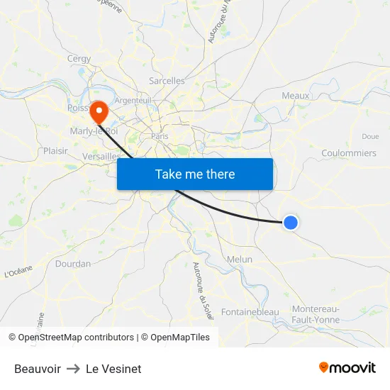 Beauvoir to Le Vesinet map