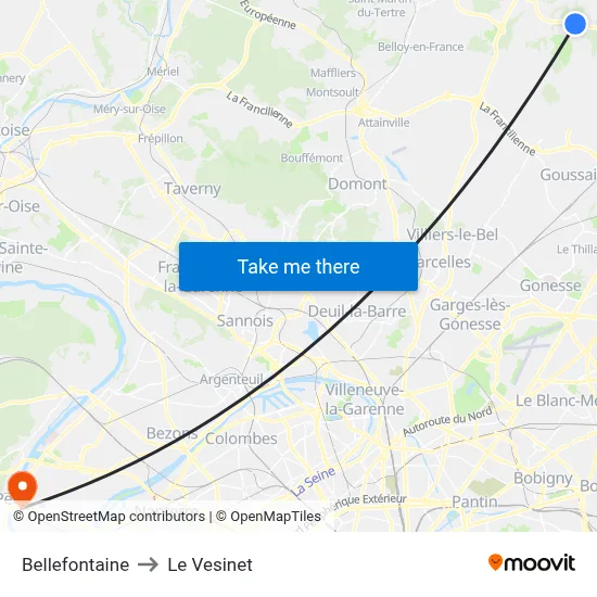 Bellefontaine to Le Vesinet map