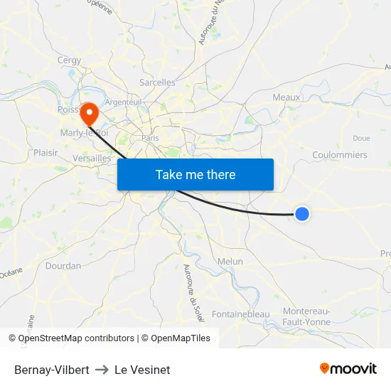 Bernay-Vilbert to Le Vesinet map