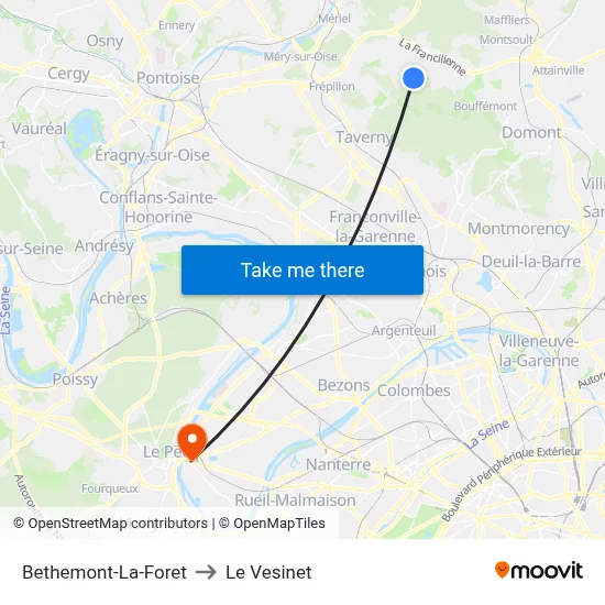 Bethemont-La-Foret to Le Vesinet map