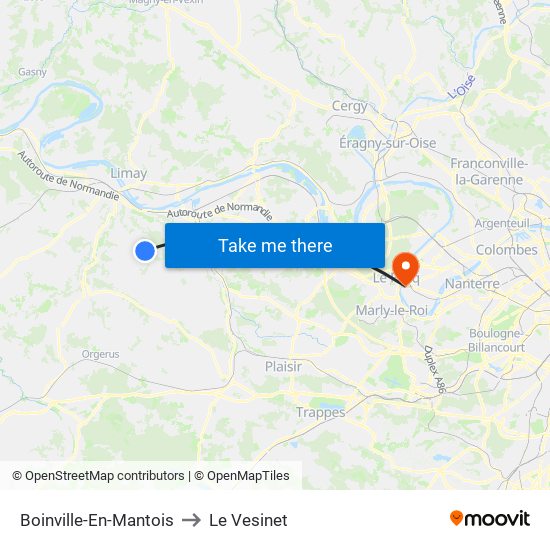 Boinville-En-Mantois to Le Vesinet map