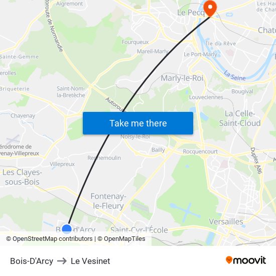 Bois-D'Arcy to Le Vesinet map