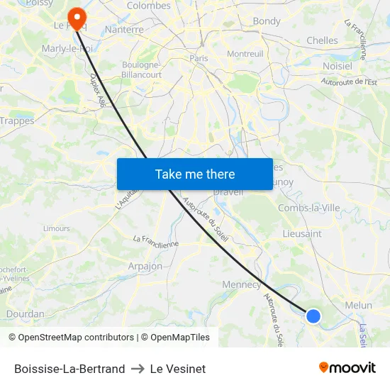 Boissise-La-Bertrand to Le Vesinet map