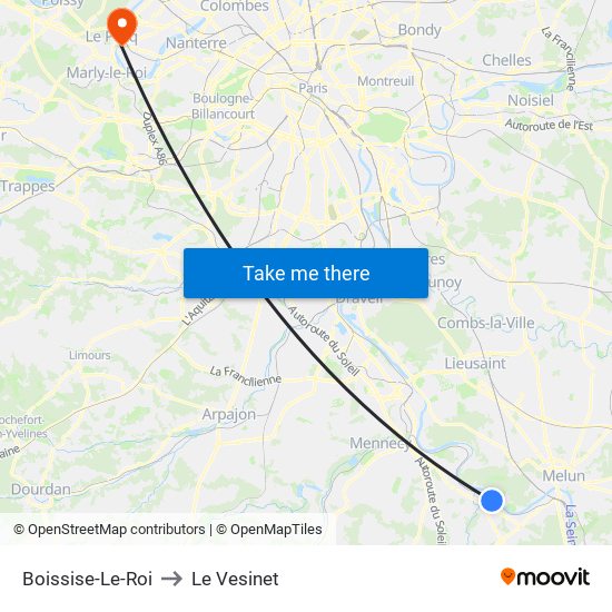 Boissise-Le-Roi to Le Vesinet map