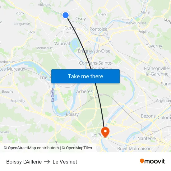 Boissy-L'Aillerie to Le Vesinet map