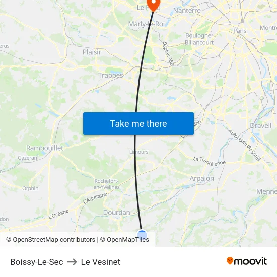 Boissy-Le-Sec to Le Vesinet map