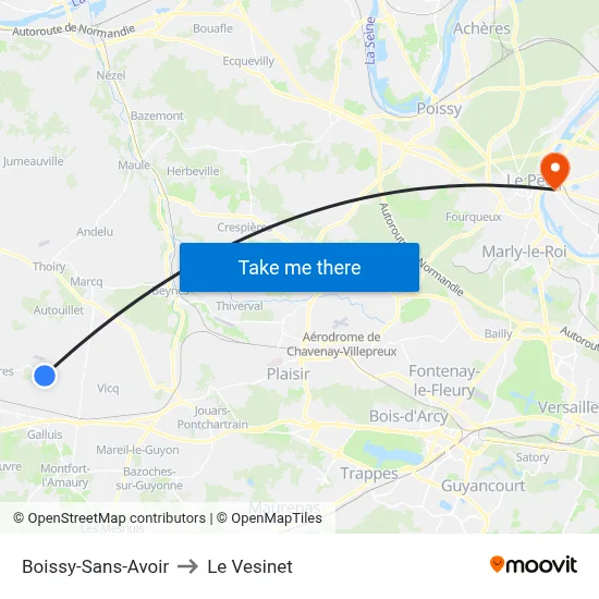 Boissy-Sans-Avoir to Le Vesinet map