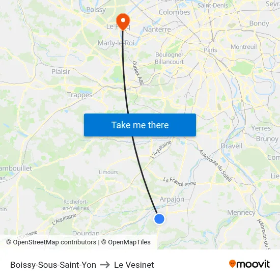 Boissy-Sous-Saint-Yon to Le Vesinet map