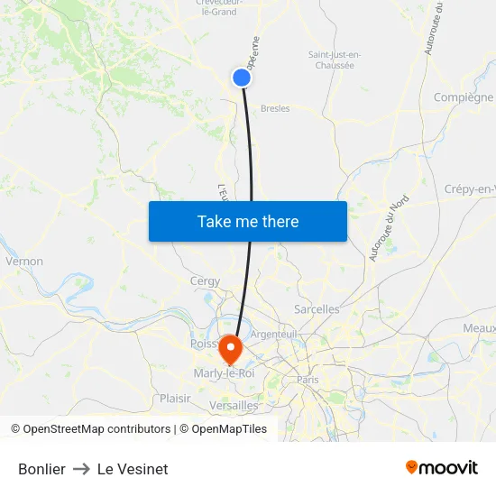 Bonlier to Le Vesinet map