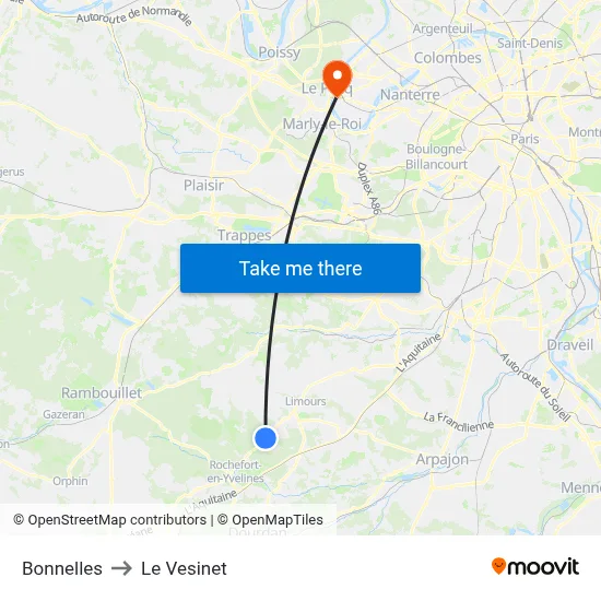 Bonnelles to Le Vesinet map