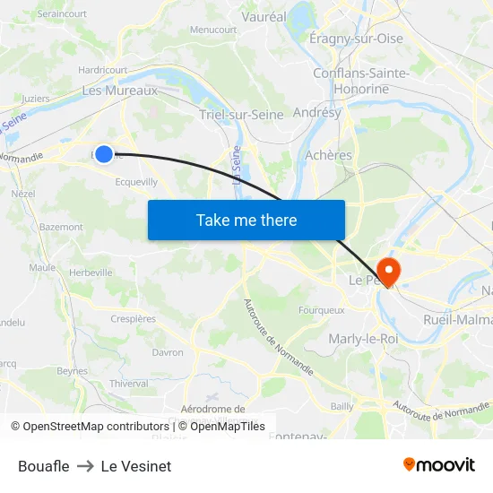 Bouafle to Le Vesinet map