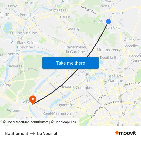 Bouffemont to Le Vesinet map