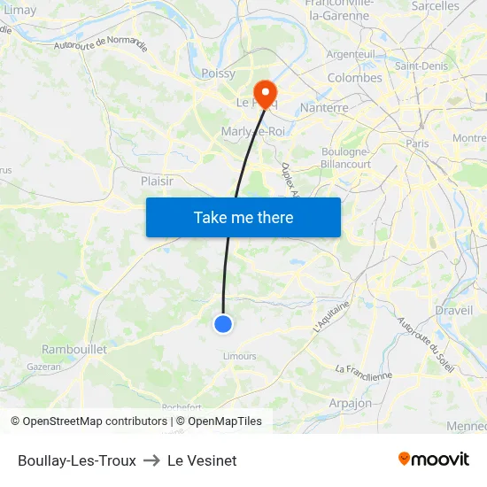 Boullay-Les-Troux to Le Vesinet map