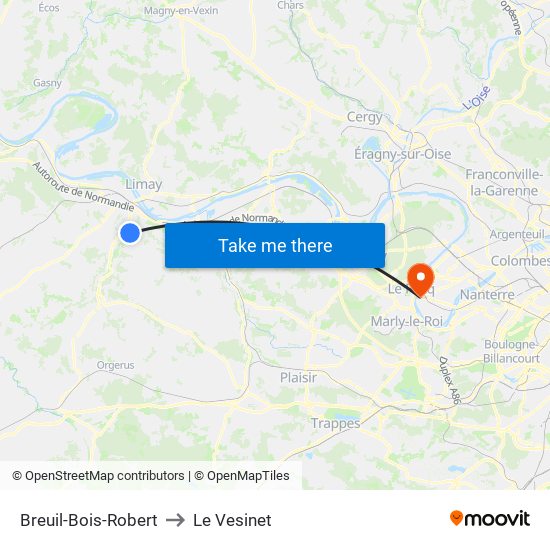 Breuil-Bois-Robert to Le Vesinet map