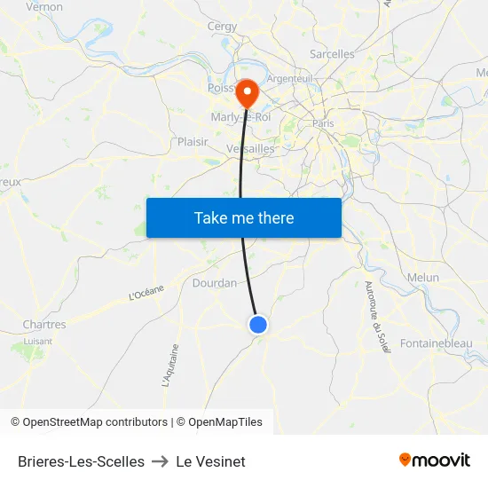 Brieres-Les-Scelles to Le Vesinet map