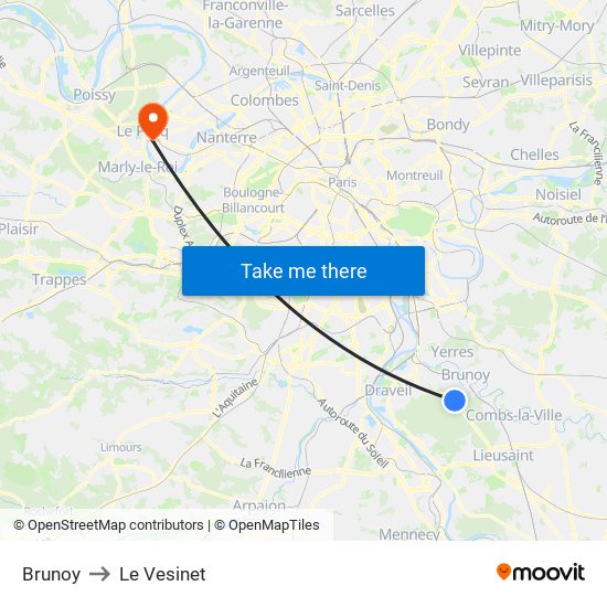 Brunoy to Le Vesinet map