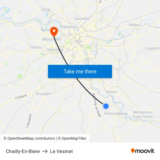 Chailly-En-Biere to Le Vesinet map