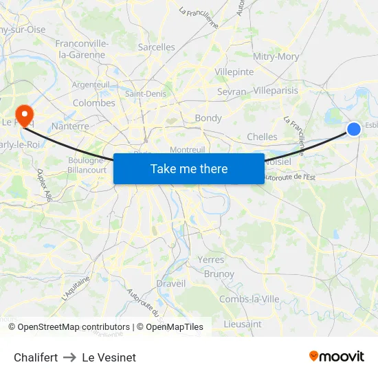 Chalifert to Le Vesinet map