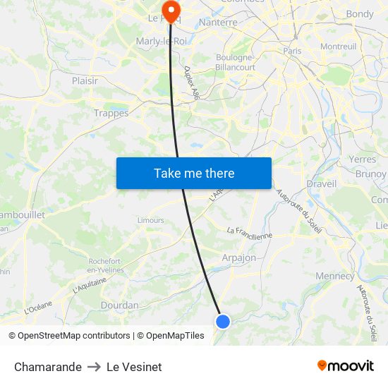 Chamarande to Le Vesinet map
