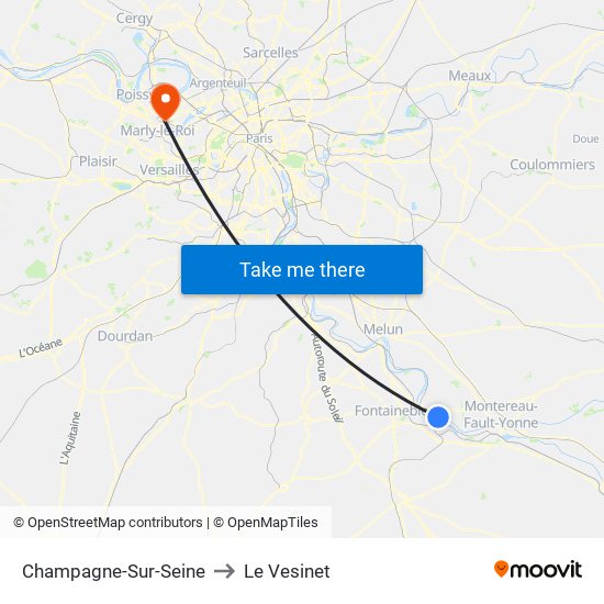 Champagne-Sur-Seine to Le Vesinet map