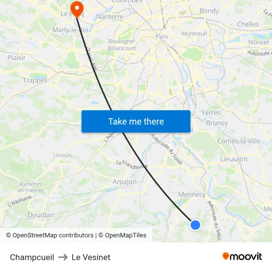 Champcueil to Le Vesinet map