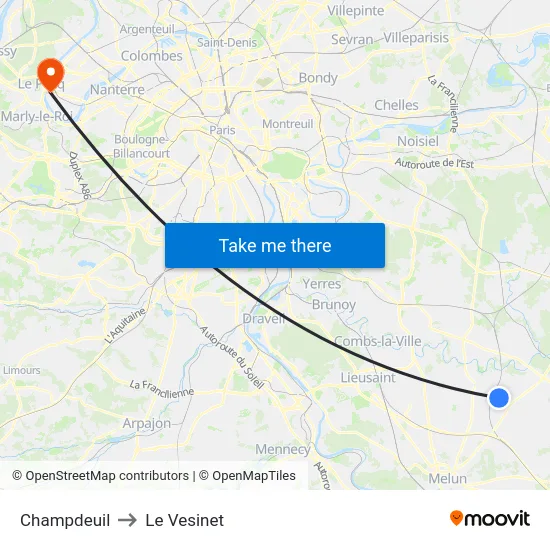 Champdeuil to Le Vesinet map