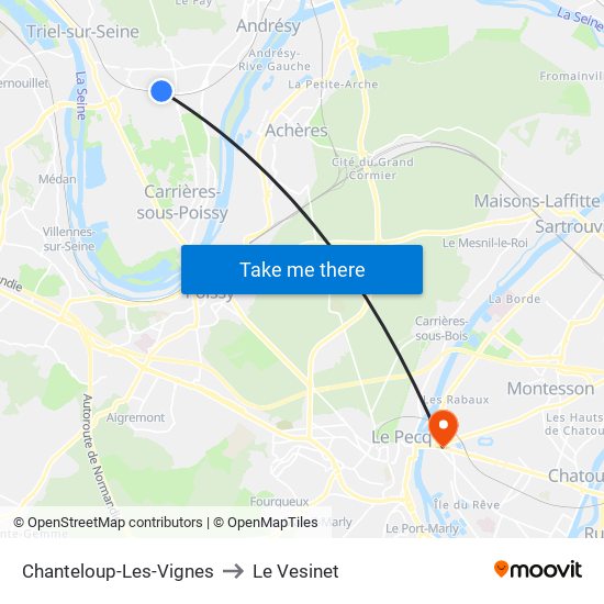 Chanteloup-Les-Vignes to Le Vesinet map