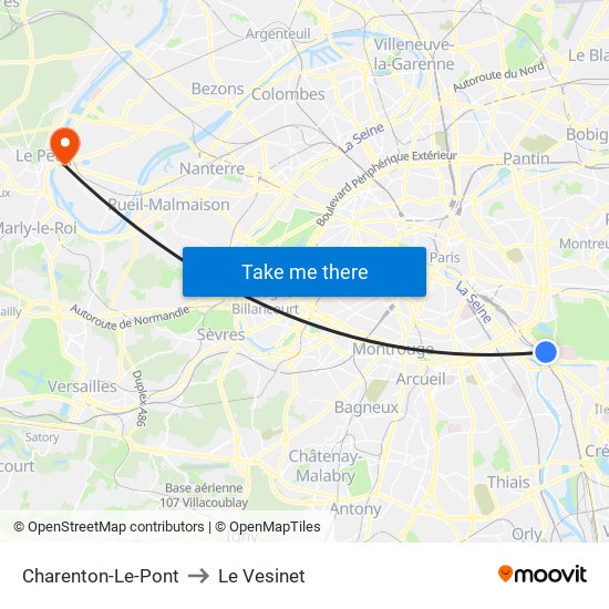 Charenton-Le-Pont to Le Vesinet map