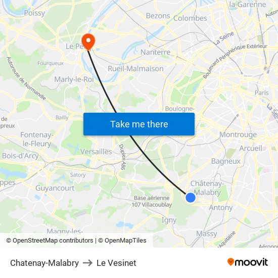 Chatenay-Malabry to Le Vesinet map