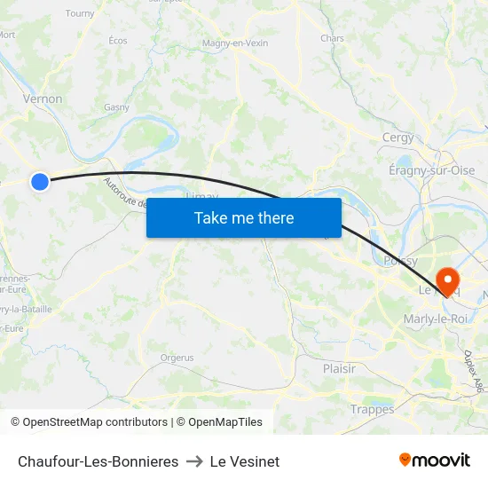 Chaufour-Les-Bonnieres to Le Vesinet map
