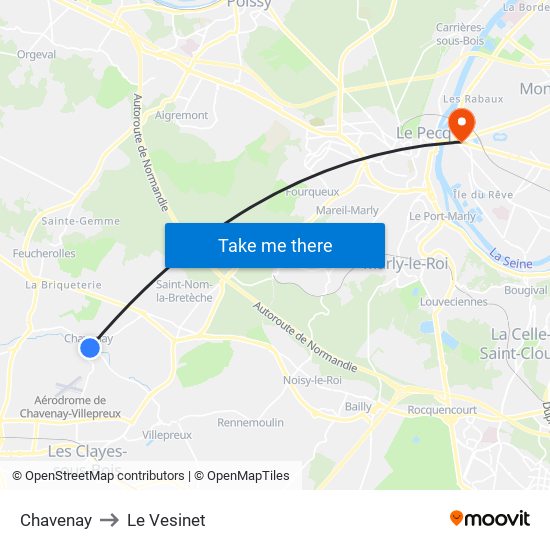 Chavenay to Le Vesinet map