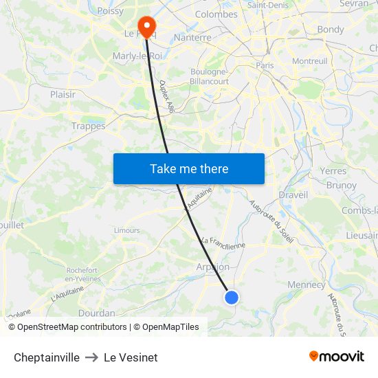 Cheptainville to Le Vesinet map