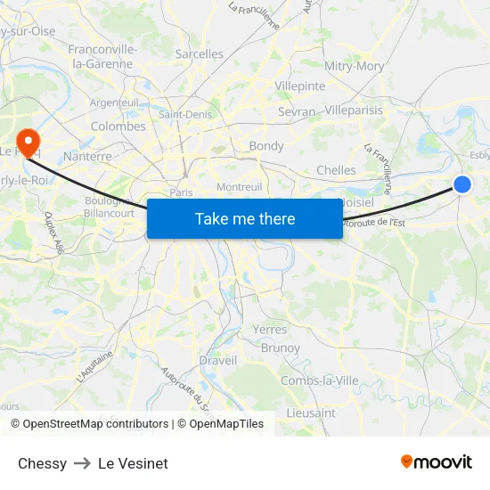 Chessy to Le Vesinet map