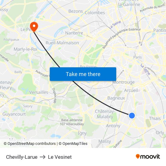 Chevilly-Larue to Le Vesinet map