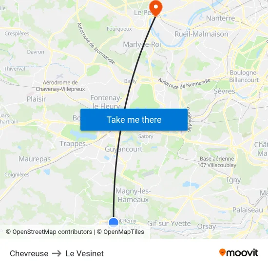 Chevreuse to Le Vesinet map
