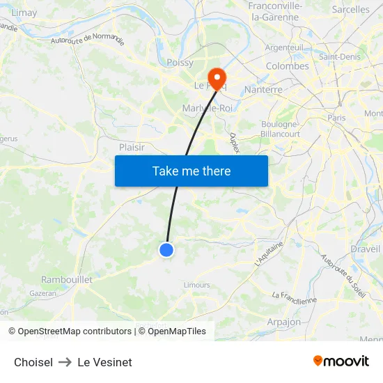 Choisel to Le Vesinet map