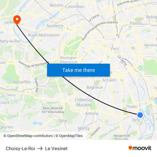 Choisy-Le-Roi to Le Vesinet map