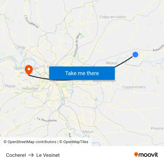 Cocherel to Le Vesinet map